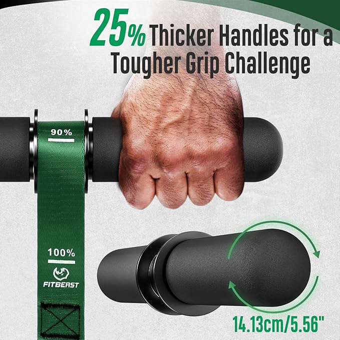 FitBeast Forearm Strengthener & Forearm Exerciser, Wrist Roller with Thicker Handle, Forearm Strength Trainer with Adjustable Strap - Ideal for Grip Strength, Muscle Building, Rehabilitation