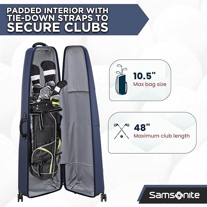 Samsonite Tour Deluxe Golf Hard Case Golf Travel Bag, Lightweight & Durable ABS Shell, 360 Degree Multi-Directional Wheels