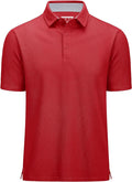 MAGCOMSEN Men's Polo Shirts Short Sleeve Cotton Pique 3 Button Classic Fit Casual T-Shirt Performance Golf Shirts