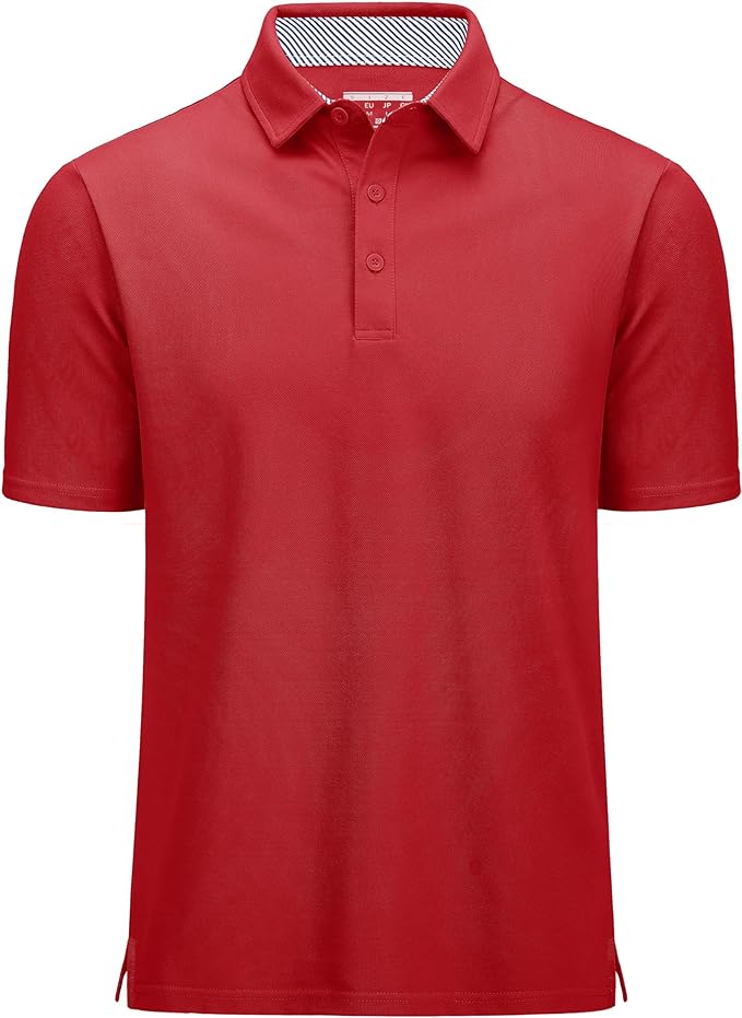 MAGCOMSEN Men's Polo Shirts Short Sleeve Cotton Pique 3 Button Classic Fit Casual T-Shirt Performance Golf Shirts