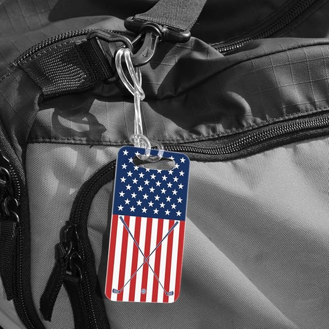 ChalkTalkSPORTS Golf Luggage & Bag Tag | USA Golfer | Standard Lines on Back | Small