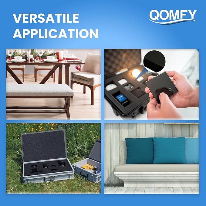 QOMFY 4" Height x 18" Width x 24" Length Charcoal Upholstery Foam Sheet | Made in USA | Multi-Purpose Foam for Upholstery, DIY, Packaging & Acoustic Projects