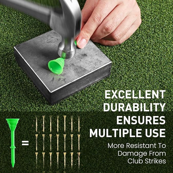 FINGER TEN Unbreakable Golf Tees Plastic 3 1/4 inch Value 50/100 Pack, Low Friction & Low Ball Spin Long Tees to Improve Distance & Accuracy, Durable Tees with Assorted Colors to Practice