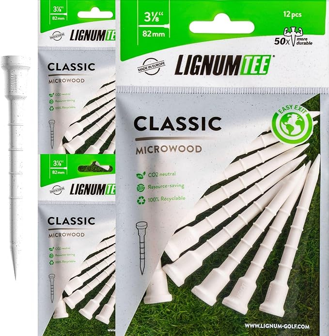 LIGNUM Unbreakable Microwood Golf Tees 50x More Durable/Adjustable Golf Tee/Innovative Wood Fiber and Natural Adhesives/Golf Tee, Golf Tees, Tees Golf, Golf Ball Tees/Pack of 3