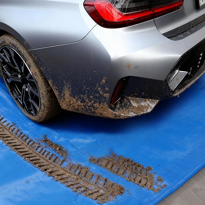 Containment Mat 8' x 18' Waterproof Garage Floor Mat for Prevent Snow Rain and Mud from Damaging The Garage (No Raised Edge)