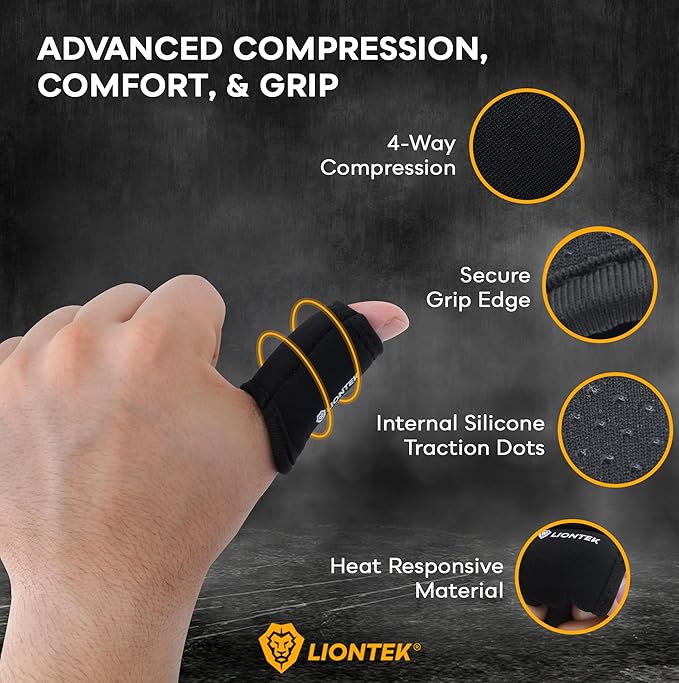 LIONTEK Thumb Sleeves Pair for Training, Weightlifting, BJJ, Golf, Basketball, & Everyday Activities | Compression Thumb Sleeve with Anti-Slip Grips for Protection, Blister Prevention, & Relief