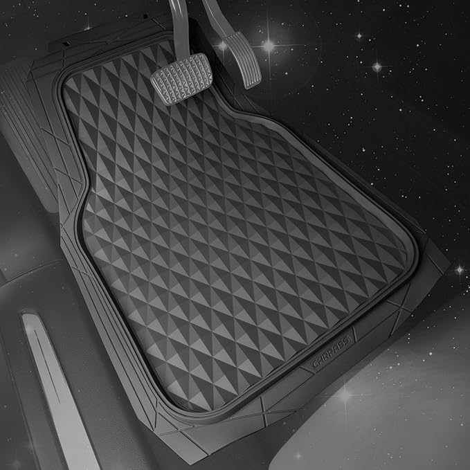 CAR PASS Heavy Duty Charcoal Gray Rubber Car Floor Mats Univeraal Fit, Deep Dish All-Weather Floor Mat for Car, Waterproof Durable Anti-Slip Trim to Fit for SUV Truck Sedan, 3 Piece Full Set Dark Gray