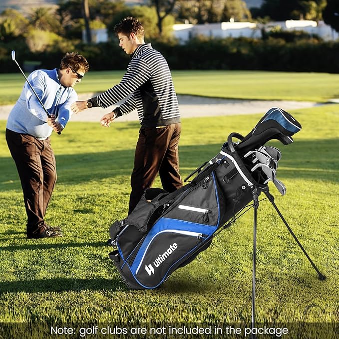 Tangkula Golf Stand Bag with 14 Way Top Dividers, Lightweight 6 Pockets Golf Club Bag with Cooler Bag, Adjustable Dual Strap & Rain Hood, Golf Carry Bag for Men & Women