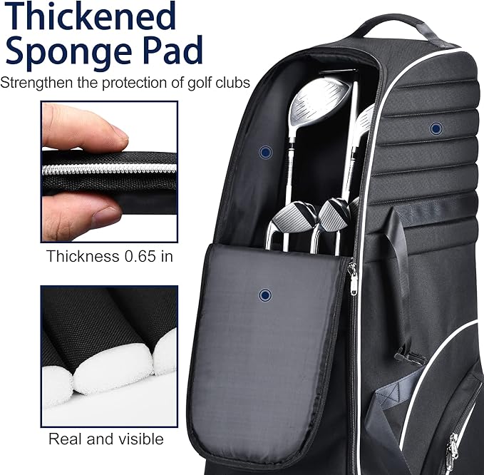 Partage Golf Travel Bag with Wheels, Golf Travel Case for Airlines, 900D Heavy Duty Oxford -Black