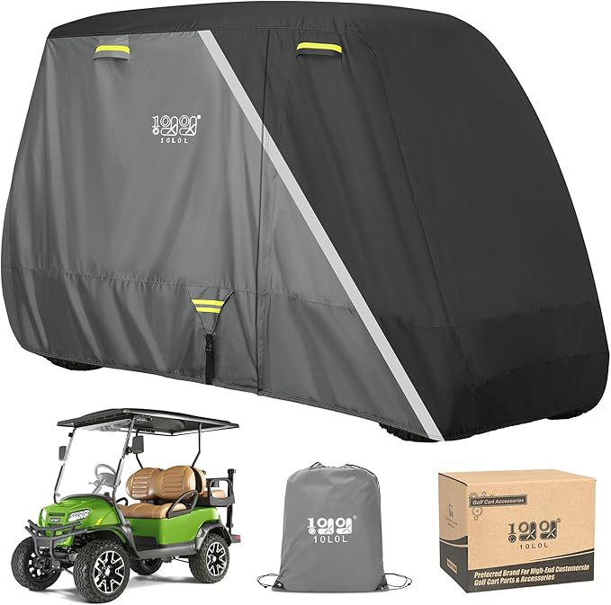 10L0L Heavy Duty 650D Golf Cart Cover for 2/4/6 Passengers EZGO, Club Car and Yamaha, All Weather Outdoor Protection Weatherproof