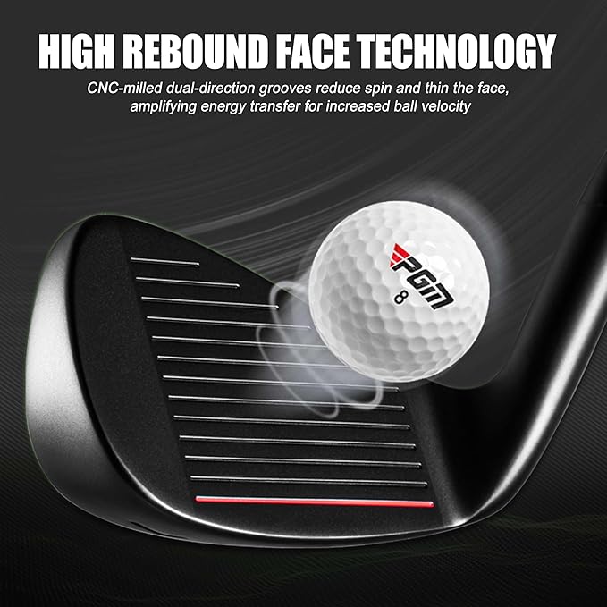 PGM Golf Clubs Irons Set (5, 6, 7, 8, 9, PW,) with Graphite Shafts for Right-Handed Golfers, CNC-Milled deep Grooves and alow Center of Gravity