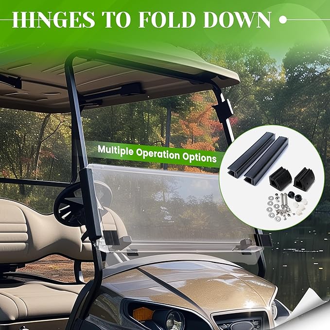 HECASA Windshield Compatible with 1994-2013 EZGO TXT & Medalist Gas or Electric Golf Cart Flip Windscreen