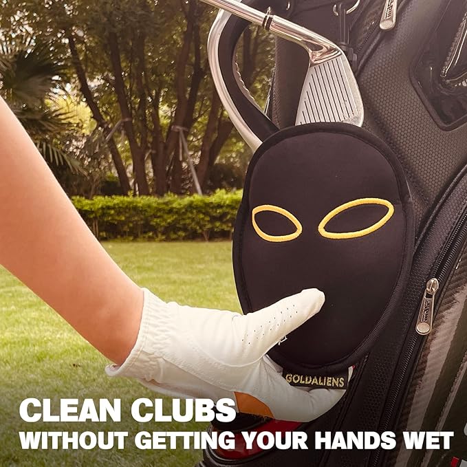Golf Club Cleaner & Ball Cleaning Bag,Original Three-Layer Fabric Waterproof Technology,Golfer's Ultimate Green Clean Scrub Equipment Accessories,Removable Clips to Support Machine Washing