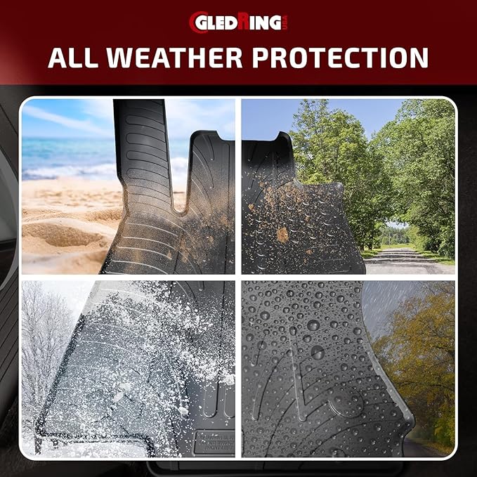 Gledring USA Custom Fit All-Weather Rubber Floor Mats Intended for Volkswagen Tiguan 2025, No Trimming Required, Tailored Custom Fit, Protects from Rain, Mud, & Snow.