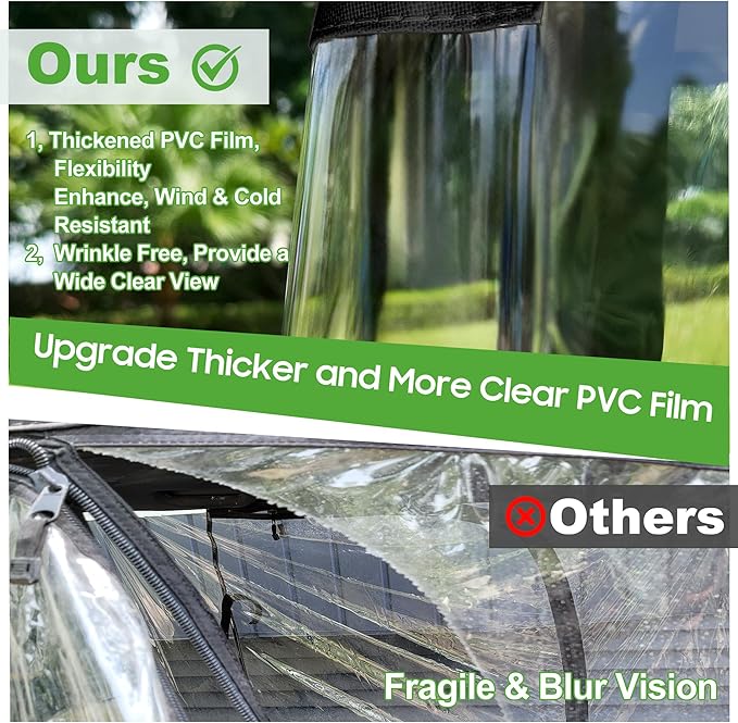 10L0L Golf Cart Driving Enclosure for 2 Passenger Club Car DS & Precedent, Waterproof Windproof Oxford Cloth 4-Sided Full Protection Club Car Rain Cover Weather Enclosure (Black/Transparent)