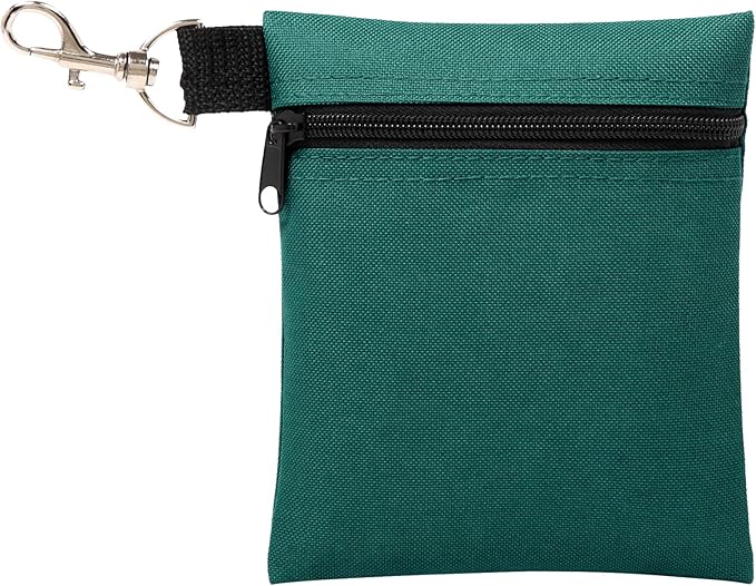 BuyAgain Golf Tee Pouch, 5.62 X 6.87 Inch Professional Zipper Golf Tee/Ball Pouch Bag with Metal Lobster Claw Clip