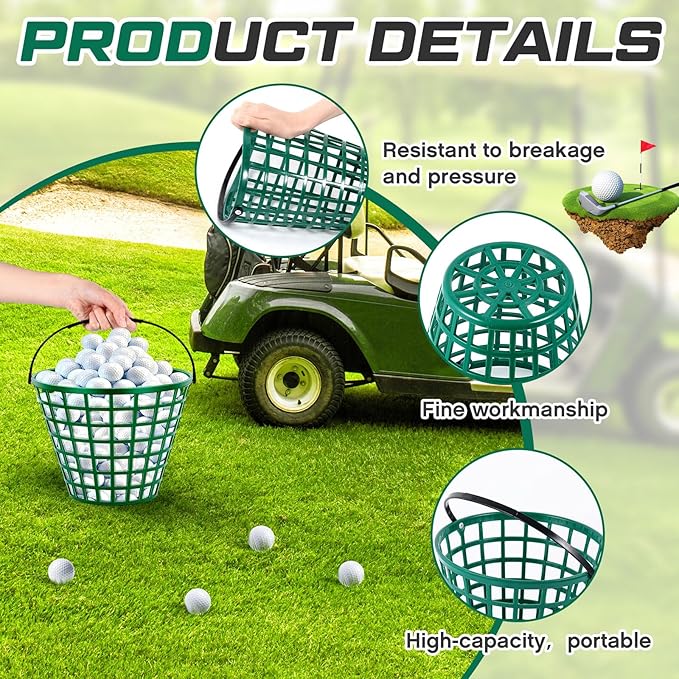 2 Pcs Golf Ball Basket, Can Hold Balls Golf Ball Container with Handle Ball Holder Contain Stadium Accessories Golf Ball Storage Bucket for Golf Storage Accessories