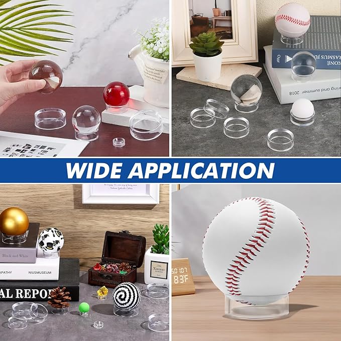 Small Clear Display Stand Ring Holder | 30 PCS (0.6 Inches) | Round Beveled Pedestal for Dragon Ball, Golf, Baseball, Egg, Spheres, Marble | Hold Up to 10lb | Perfect for Small Collections