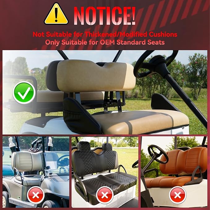 Golf Cart Seat Covers Front for EZGO RXV 2008+ Standard Seat Cushion, EZGO Vinyl Leather Seat Cover Set Replacement Accessories, No Staples, Black(4 PCS)