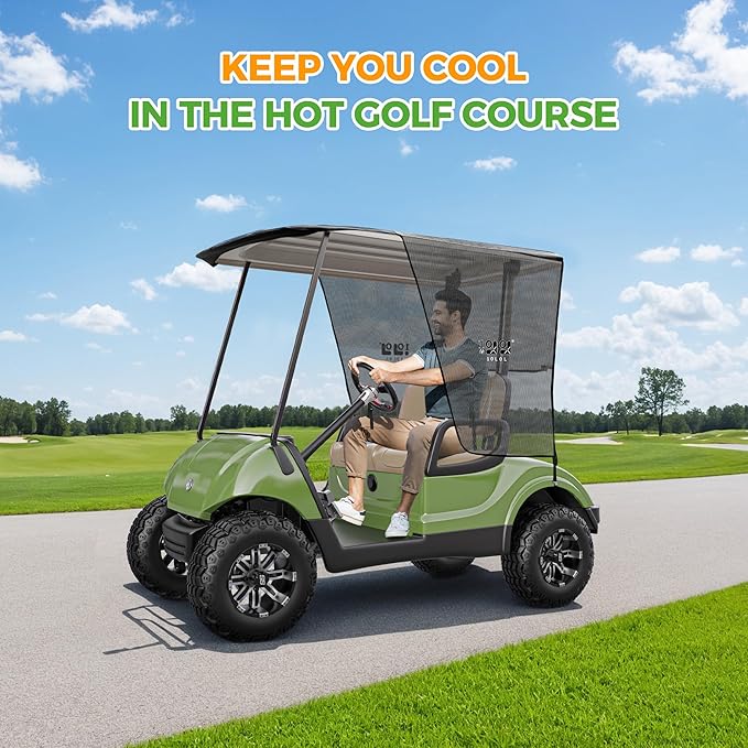 10L0L 2 Passenger Golf Cart Sun Shade Cover for Yamaha G29 Drive2 - Foldable UV-Resistant Cover with Heat Reflective Layer - Black
