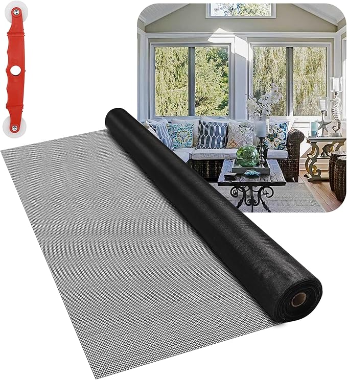 Fiberglass Window Screen Mesh Roll - 48"x100', Easy-to-Cut Screen Door Mesh for Windows, Pool, Porch Durable Mesh Replacement Option