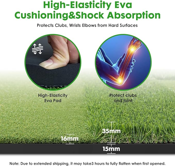 Dual-Turf Golf Mat with Ball Tray,5x4Ft 31mm Thickened Golf Hitting Mats for Indoor/Outdoor Practice,Turf Driving Range Mats for Golf Simulators and Chipping Swing Driving Training