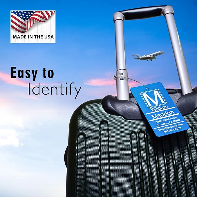 Luggage Tags for Suitcase - Personalized Engraved Metal Tag for Cruise Travel - Custom Name Tags Suitable for Bags and Backpacks Oranges No Underline (2x3.5 inch)