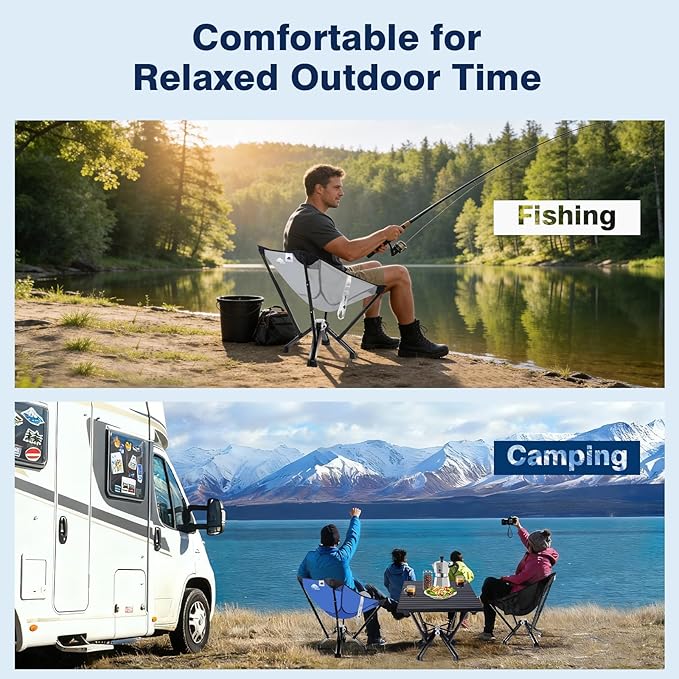 Camping Chair for Outdoor Use — Stable Folding Design, Reliable Support, Anti-Slip Feet, Portable Chair for Camping, Fishing & Beach