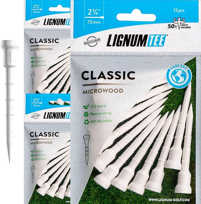 LIGNUM Unbreakable Microwood Golf Tees 50x More Durable/Adjustable Golf Tee/Innovative Wood Fiber and Natural Adhesives/Golf Tee, Golf Tees, Tees Golf, Golf Ball Tees/Pack of 3