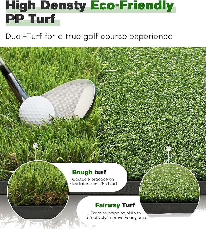 Premium Dual-Turf Golf Mat: 5x4ft Thickened for Backyard, Driving Range, Indoor & Outdoor Practice Hitting, Swing & Chipping, Ideal Gifts for Men Dad