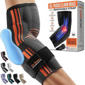 DR. BRACE® Elite Elbow Brace Support, Breathable Elbow Compression Sleeve with Gel Pad for Golfer's, Tennis Elbow & Tendonitis Treatment & Pain Relief 2024 (Grey-Orange, Medium)