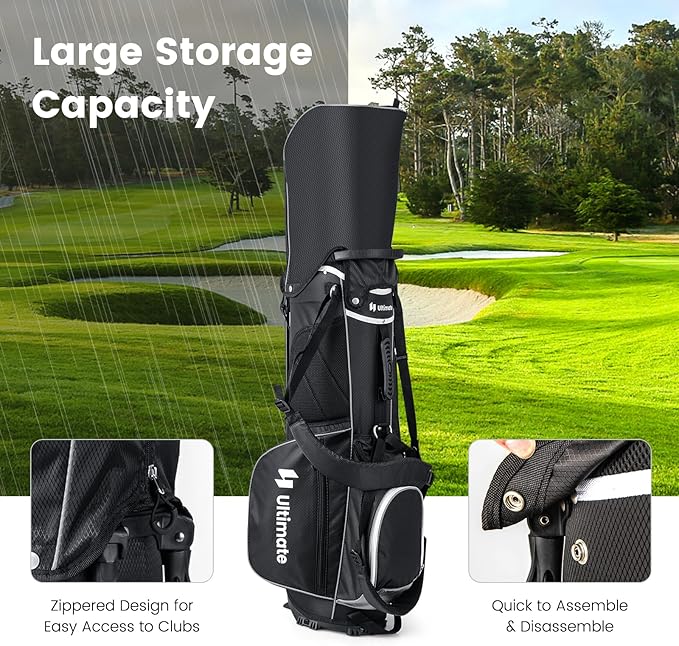 Tangkula Golf Stand Bag with 14 Way Top Dividers, Lightweight 6 Pockets Golf Club Bag with Cooler Bag, Adjustable Dual Strap & Rain Hood, Golf Carry Bag for Men & Women