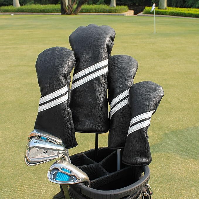 Golf Head cover Set - 2pcs Golf Club Head Covers for Driver and Hybrids Woods with Interchangeable No. Tag