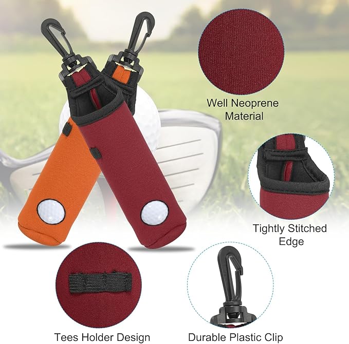 PATIKIL Golf Ball Carry Bag Golf Tee Holder Pouch Portable Neoprene Golf Ball Holder with Clip for Men and Women