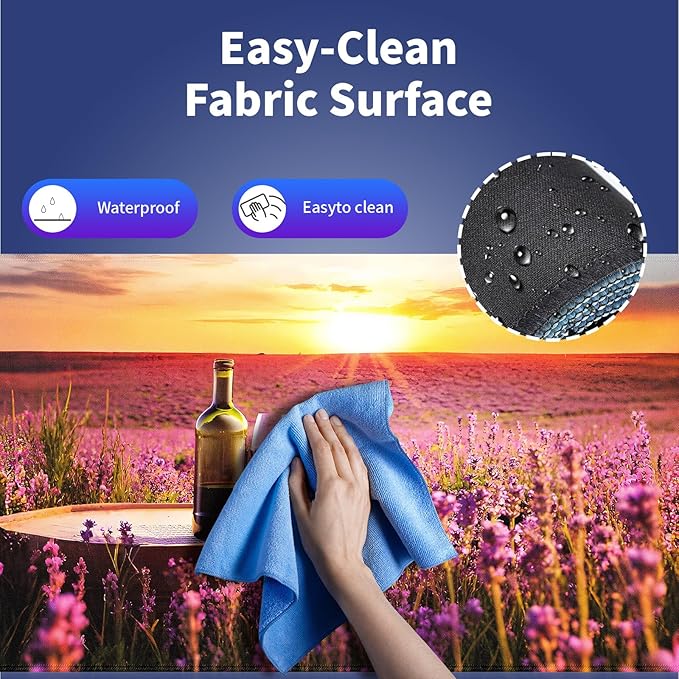 Wknoon. Extra Large Gaming & Office Mouse Pad (31.5" x 11.8") with Durable Stitched Edges – Sunset Landscape Wine Tasting in a Blossoming Lavender Field Country Meadow Picnic, Anti-Slip XXL Desk Mat