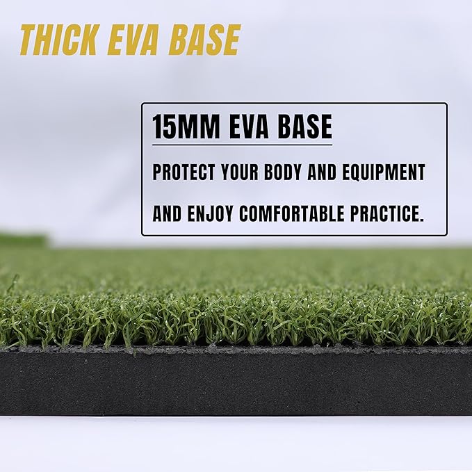 6x4ft Extra Large Tri-Turf & 5x4ft Ultra Thick 20mm Base Premium Golf Mat | Golf Mats Practice Outdoor, Indoor, or with Simulator/Net | Durable Turf Golf Hitting Mat with Tees