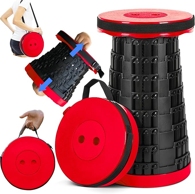 Upgraded Collapsible Stool 2-Pack, 620lbs Max Weight, Lightweight Yet Sturdy, Portable Retractable Foldable Telescoping Camping Stool for Adults Outdoor Fishing Hiking Travel BBQ