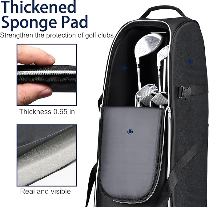 Partage Golf Travel Bag with Wheels,Golf Travel Case for Airlines -Black