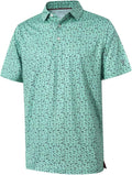 Golf Shirts for Men Dry Fit Short Sleeve Print Performance Moisture Wicking Polo Shirt