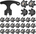 Cozypower 31 Pcs Golf Spikes Set Includes 30 Pcs Golf Cleats Replacement Black Cleats Spanner Metal Thread Screw 6 mm Dia Spike Tool for Lawn Cricket Shoe Player Lover(Black)