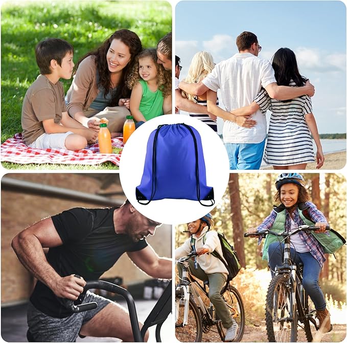 KUUQA 2 Pcs Drawstring Backpack Bags Sports Cinch Sack String Backpack Storage Bags for School Gym Traveling (Blue)