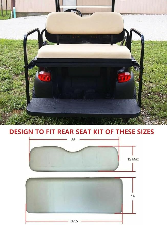 Huskey 4PCS Golf Cart Front/Rear Seat Covers for EZGO RXV 2008-UP G&E Models Custom Two-Tone Black/Orange Diamond Stitching with Orange Piping, Marine Grade Vinyl Material, Staple on Design