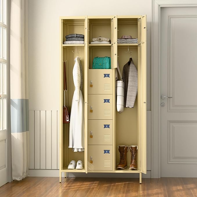 METAN Metal Locker for School Office Gym Bedroom, 10 Doors Steel Storage Locker Cabinet for Employees, Industrial Storage Locker, Assembly Required (Camel)