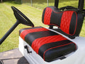 Huskey Golf Cart Front Rear Seat Covers Compatible with Yamaha G29 Drive & Drive 2 2007-Up Models, Custom Fit, Black/Red Diamond Stitching, Marine Grade Vinyl, Staple On