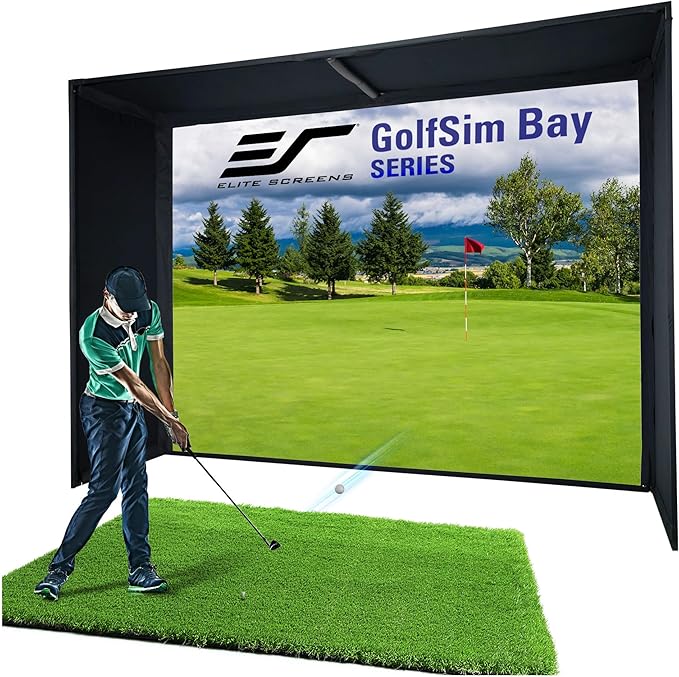Elite Screens Golf Impact Screen Golf Simulator Impact Screen 10 ft x10 ft, Golf Hitting Screen for Simulator, Enclosed Golf Screen for Training, GolfSim Bay GSB10X10-IPW1145