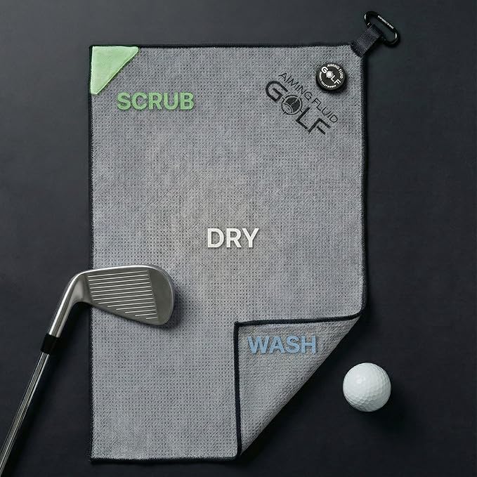 Magnetic 3-Stage Cleaning System Golf Towel - Microfiber Rag with Magnet for Golfcart Bags for Men and Women Golfers Accessories (Blue, 16" x 24" Stubby)