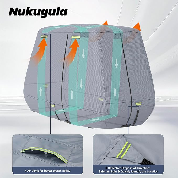 800D Waterproof Golf Cart Cover 2/4/6 Passenger, Heavy Duty Solution-Dyed Polyester UPF 50+, Universal Fits for EZ GO Yamaha Club Car