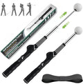 IEKEODI Retractable Golf Swing Trainer, Golf Grip Trainer and Right-Handed Golf Training Aid for Chipping Hitting, Ideal Golf Swing Training Aid with Arm Band for Indoor & Outdoor Use(Black)
