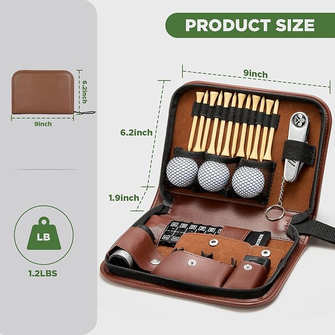 Golf Accessories for Men and Women for Golfers, Accessories Set in Hi-End PU Case with Golf Balls, HD Rangefinder, Golf Tees, Cleaning Brush, Divot Knife, Scorer, Golf Ball Clamp
