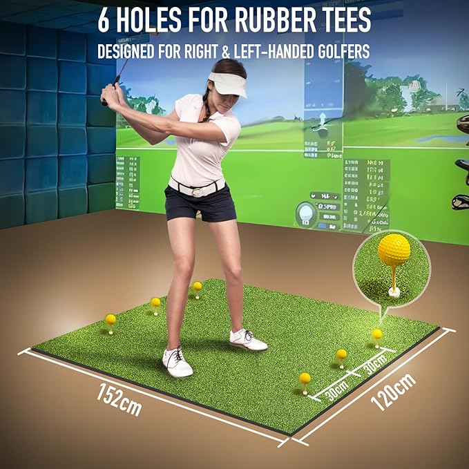 Golf Mat, 31MM 5x4ft Dense Elite Golf Hitting Mats Practice with 9 Balls, 9 Tees, PE Grass Heavy Duty Artificial Hitting Training Matt for Backyard Driving Chipping Indoor Outdoor Simulators